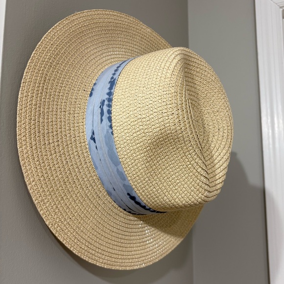NWT Summer & Rose Madison Straw Fedora with Blue Tie-Dye Band - Picture 7 of 10